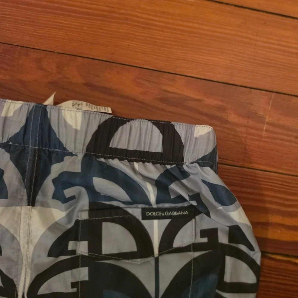 Dolce & Gabbana Kids Blue DG Logo Print Swim Shorts Trunks 18/24 Months NEW